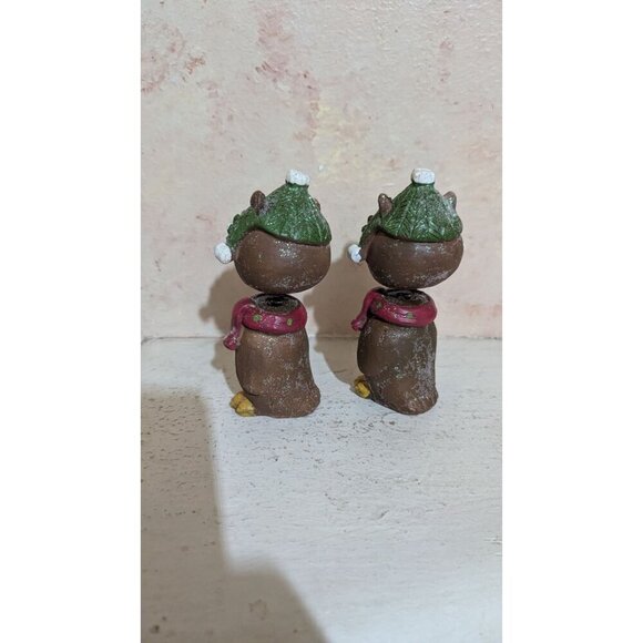 Vintage Owl Bobblehead Figurines With Winter Hats & Scarves - Set Of 2 - Picture 3 of 7